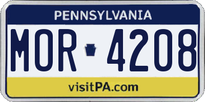 PA license plate MOR4208