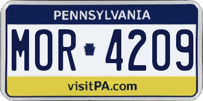 PA license plate MOR4209