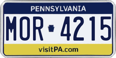 PA license plate MOR4215