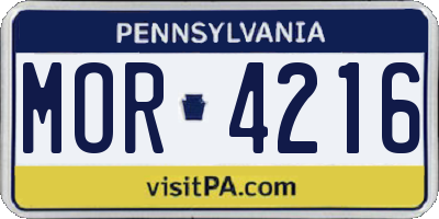 PA license plate MOR4216