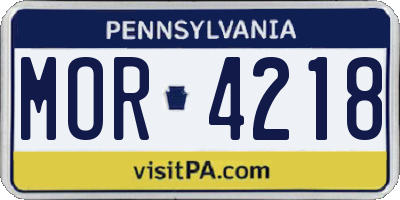 PA license plate MOR4218