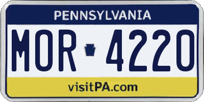 PA license plate MOR4220