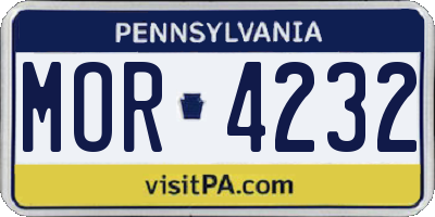 PA license plate MOR4232