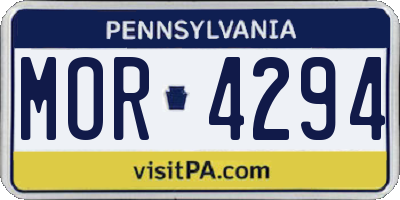 PA license plate MOR4294