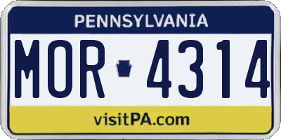 PA license plate MOR4314
