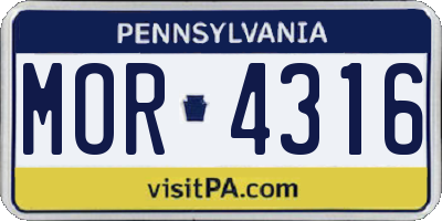 PA license plate MOR4316
