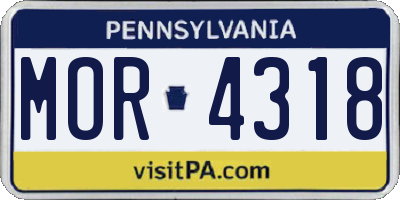 PA license plate MOR4318