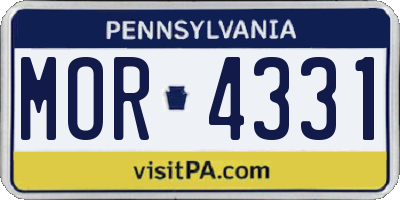 PA license plate MOR4331