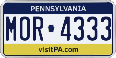 PA license plate MOR4333