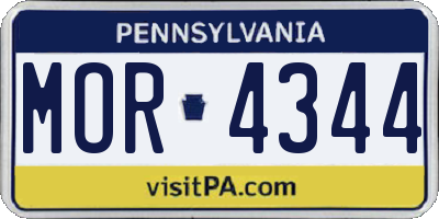 PA license plate MOR4344