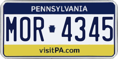 PA license plate MOR4345