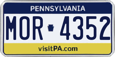 PA license plate MOR4352