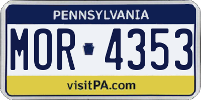 PA license plate MOR4353