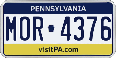 PA license plate MOR4376