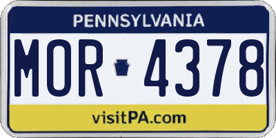 PA license plate MOR4378
