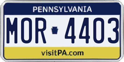 PA license plate MOR4403