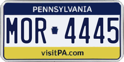 PA license plate MOR4445