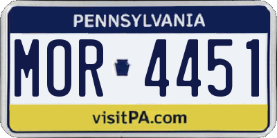PA license plate MOR4451