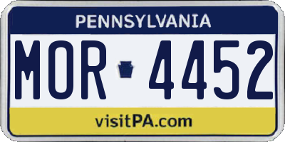 PA license plate MOR4452