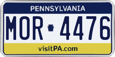 PA license plate MOR4476