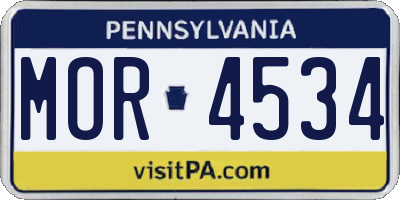 PA license plate MOR4534