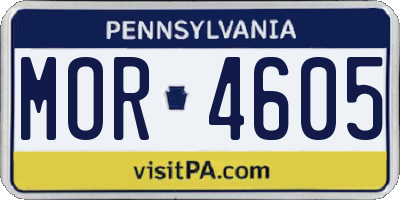 PA license plate MOR4605