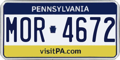 PA license plate MOR4672