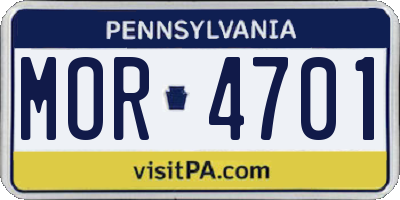 PA license plate MOR4701