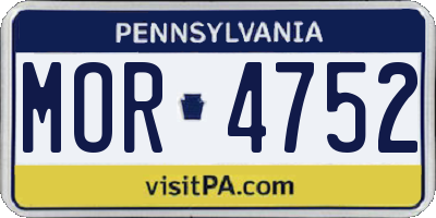 PA license plate MOR4752