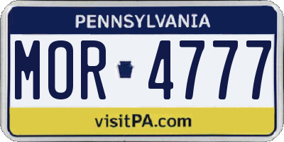 PA license plate MOR4777