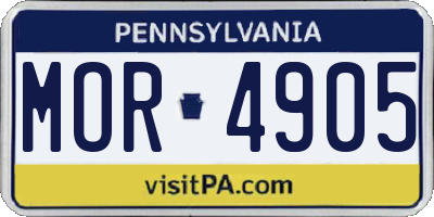 PA license plate MOR4905