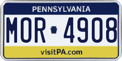 PA license plate MOR4908