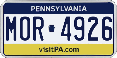 PA license plate MOR4926