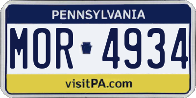 PA license plate MOR4934