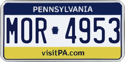 PA license plate MOR4953