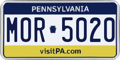 PA license plate MOR5020