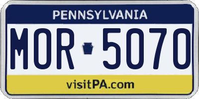 PA license plate MOR5070