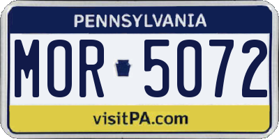 PA license plate MOR5072