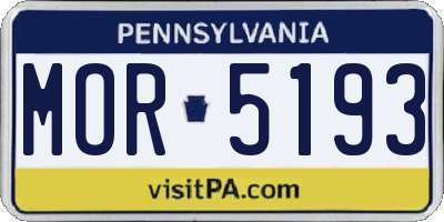 PA license plate MOR5193