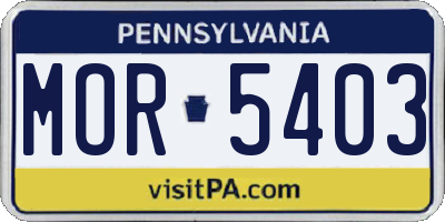 PA license plate MOR5403