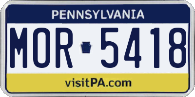 PA license plate MOR5418