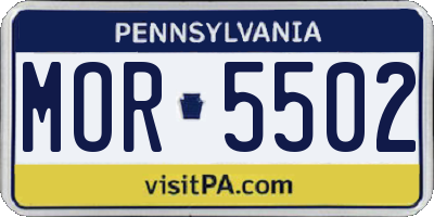 PA license plate MOR5502