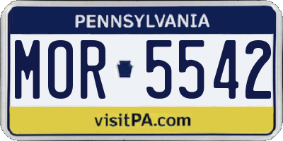 PA license plate MOR5542