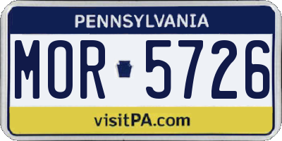 PA license plate MOR5726