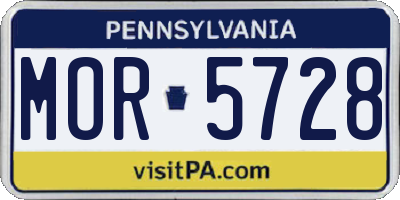PA license plate MOR5728