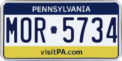 PA license plate MOR5734