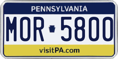 PA license plate MOR5800