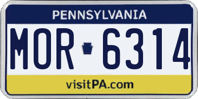 PA license plate MOR6314