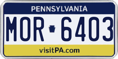 PA license plate MOR6403