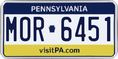 PA license plate MOR6451